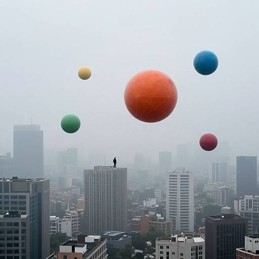 Ethereal City with Floating Spheres