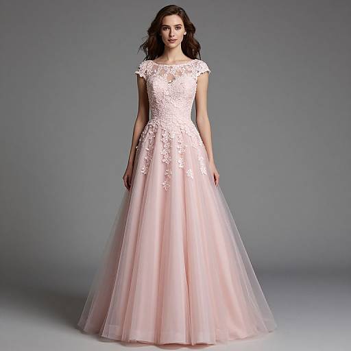 Elegant Pearl Pink Tulle Ball Gown