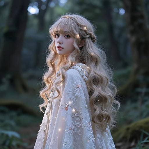 Hazel Eyed Anime Girl in Enchanted Forest
