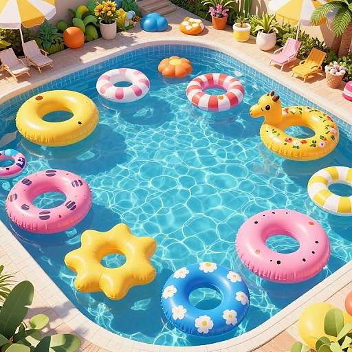 Vibrant Inflatable Toys in Pool