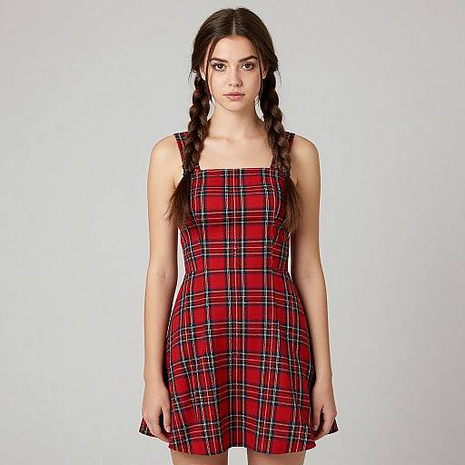 Realistic Tartan Dress Female Portrait