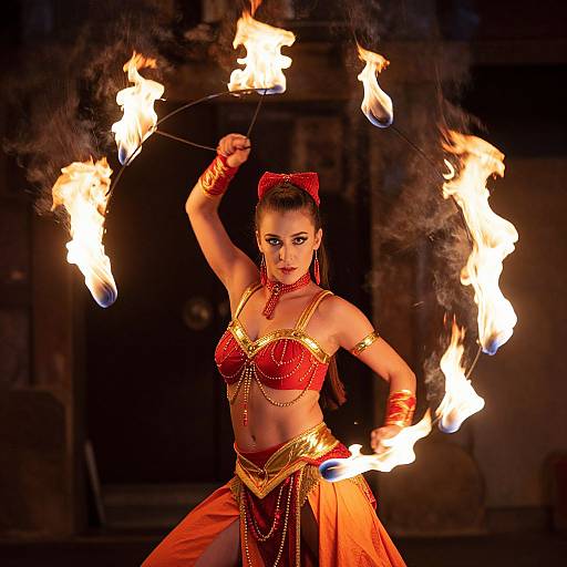 Cinematic Fire Dancer in Fiery Motion