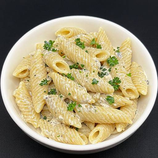 Creamy Pasta Salad in White Bowl