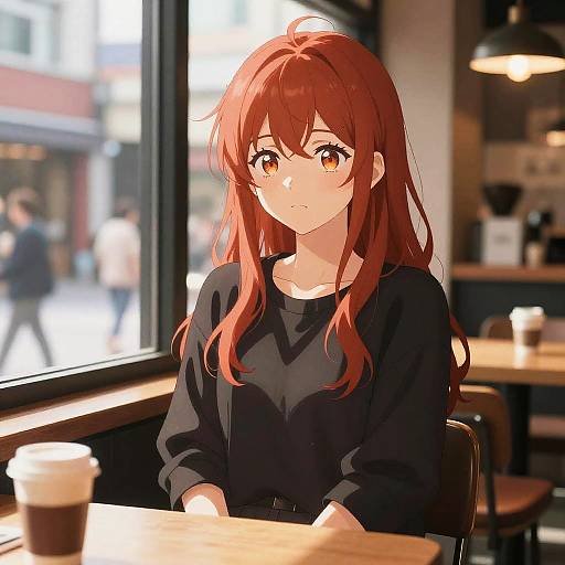 Red Haired Girl in Cozy Urban Café