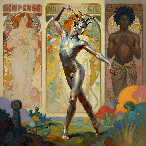 Androgynous Metallic Dancer with Braided Crown