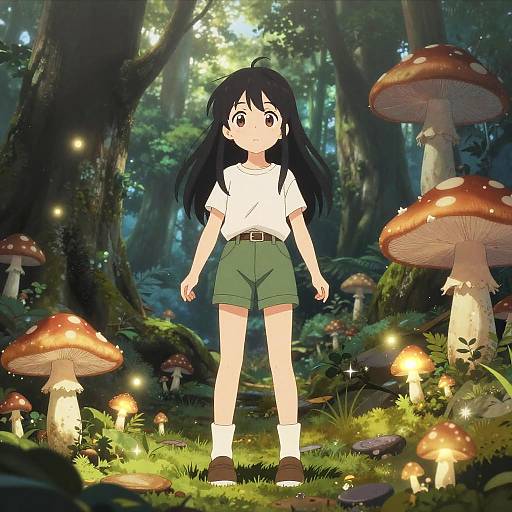 Mystical Mushroom Anime Girl Scene