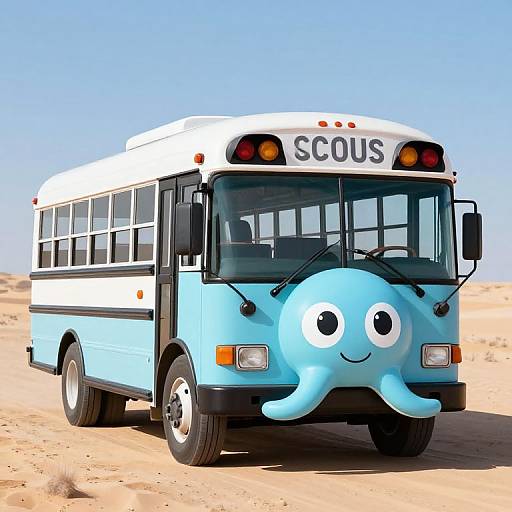 Whimsical Murakami-Style School Bus