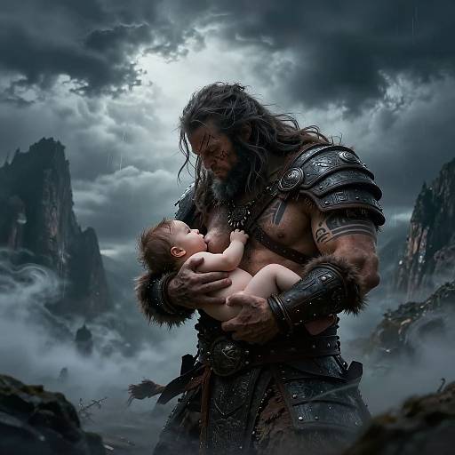 Barbarian Nursing Under Stormy Skies