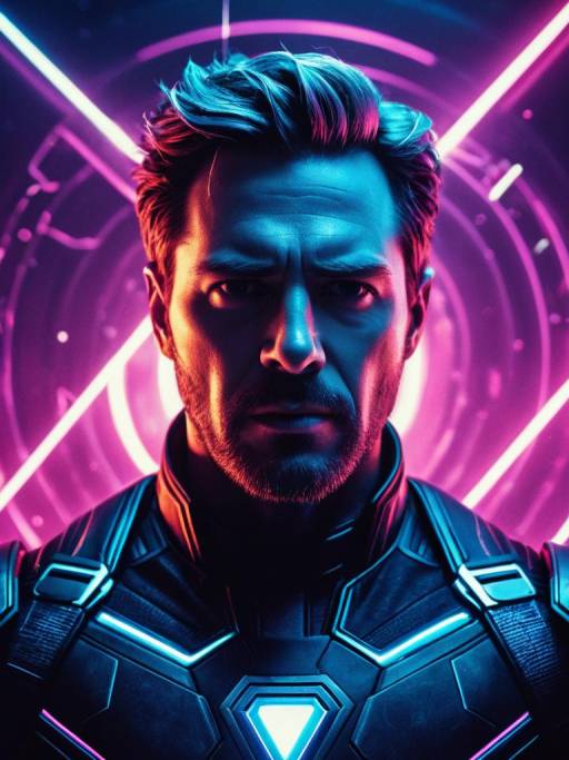Man in Avengers Costume with Neon Glow