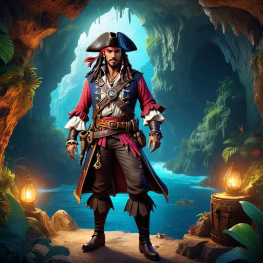 Historic Pirate Adventurer in Hidden Cave Historic Pirate Adventurer in Hidden Cave