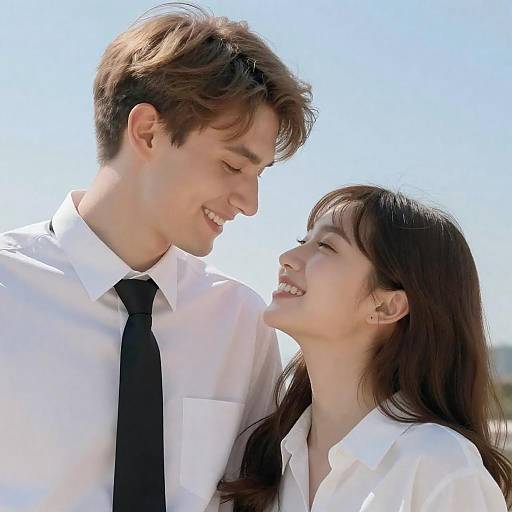 Joyful Couple Under a Blue Sky