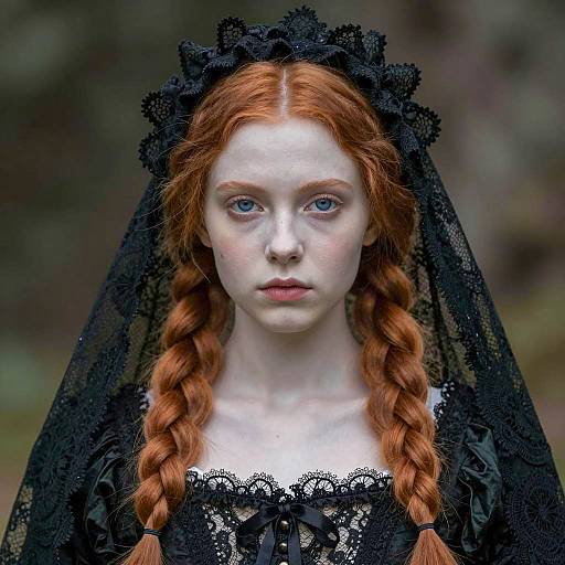 Portrait of Young Woman in Dark Fairy Tale Costume