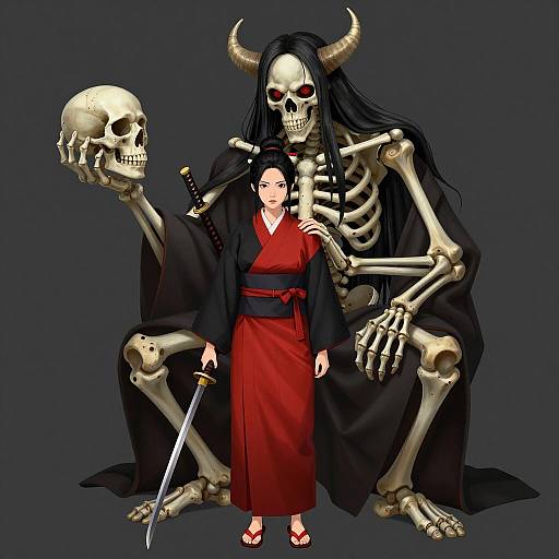 Skeletal Guardian: Dark Fantasy Illustration