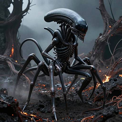 Arachnid Alien in Volcanic Forest