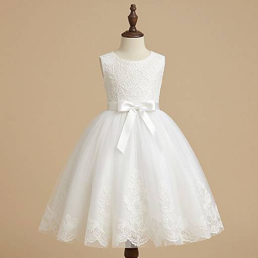 Elegant White Lace Flower Girl Dress