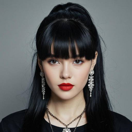 Elegant Black Hair Wig Fashion Portrait