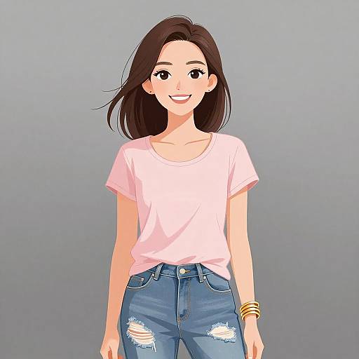 Smiling Woman in Casual Streetwear