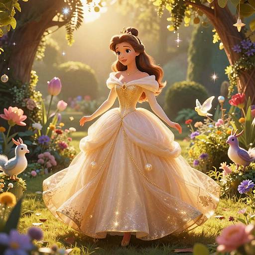 Disney-Style Princess in Enchanted Garden