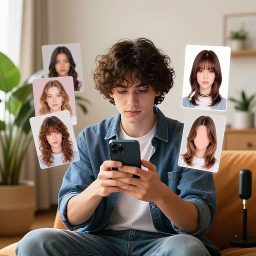 Young Person Using AI Haircut App
