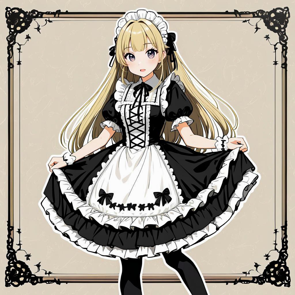 Surprised Maid in Gothic Lolita Style