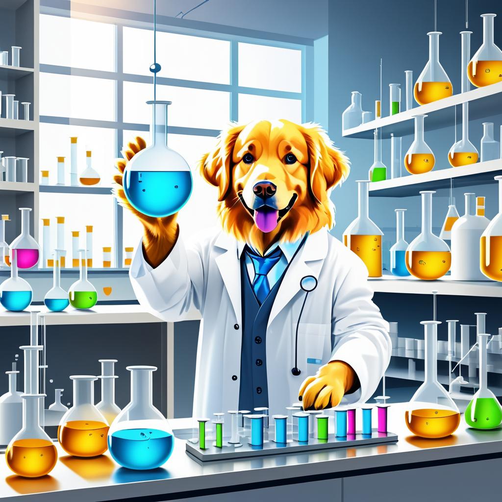 Humorous Golden Retriever Lab Scientist