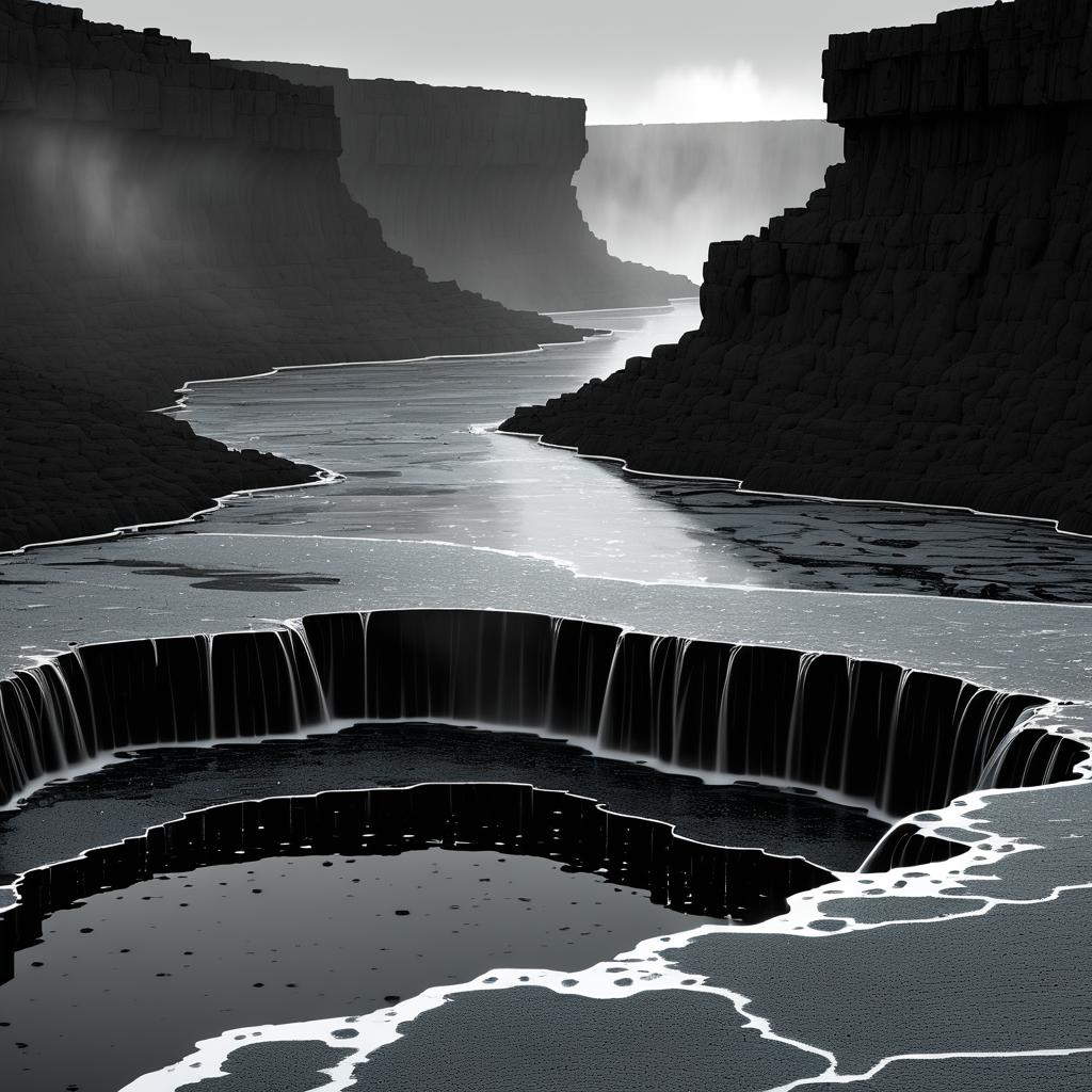 Misty Molten Ravine with Bubbling Lava