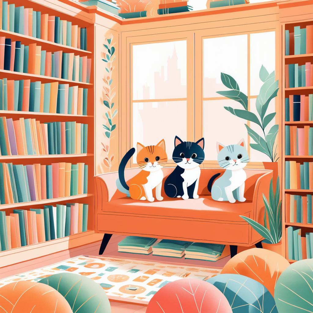 Curious Kittens Explore Cozy Library Nook