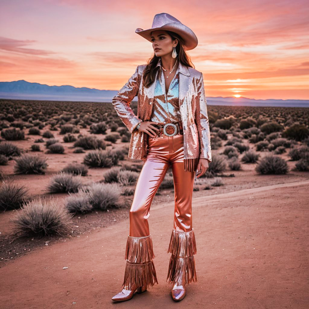 Vibrant 70s Disco Cowgirl Fashion