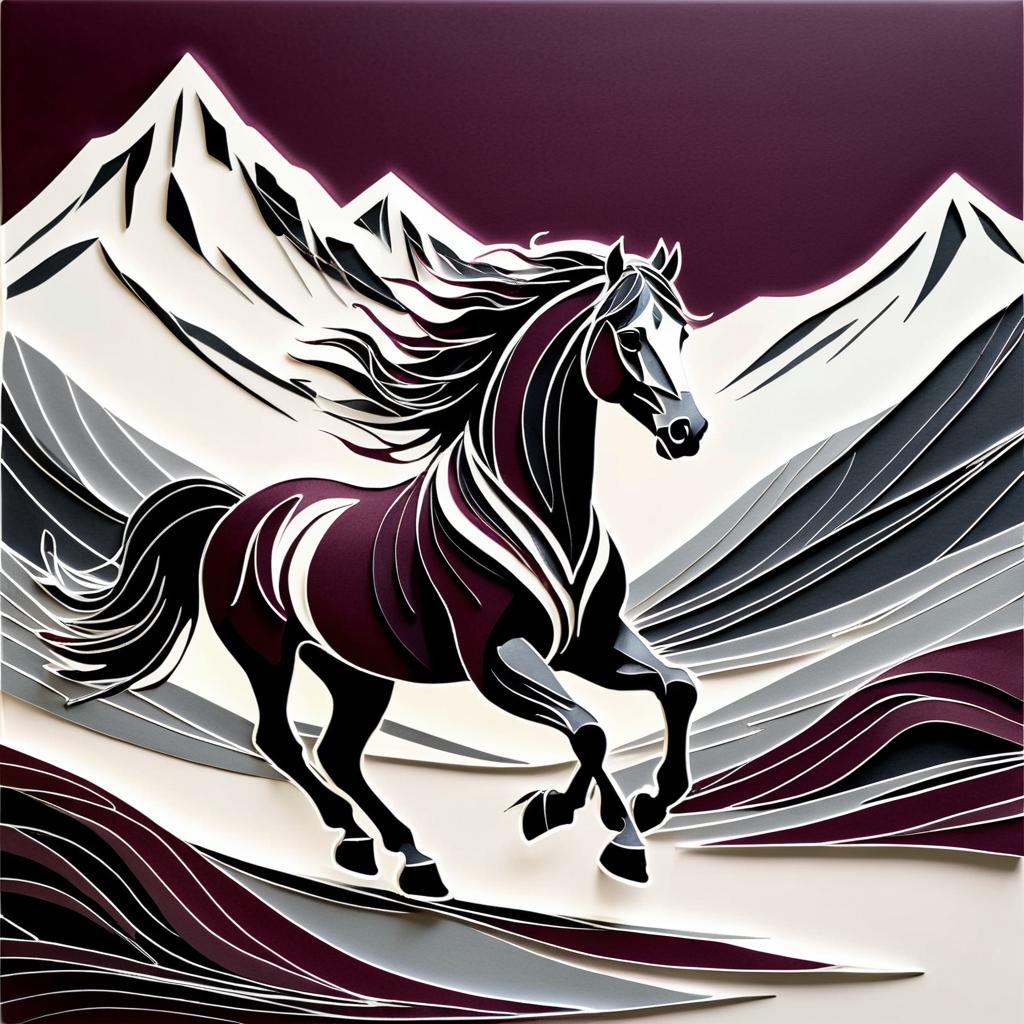 Noble Horse Galloping in Quilling Art