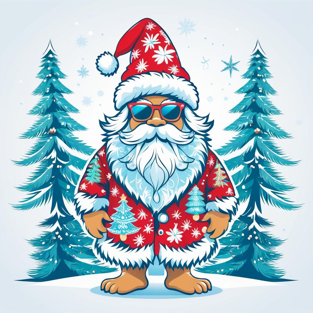 Whimsical Yeti in Holiday Attire