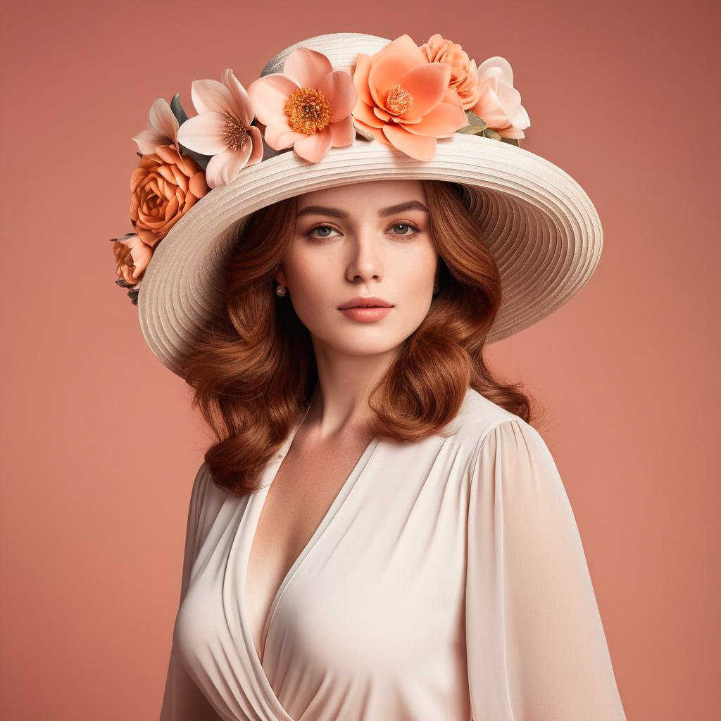 Confident Woman in Floral Hat Portrait