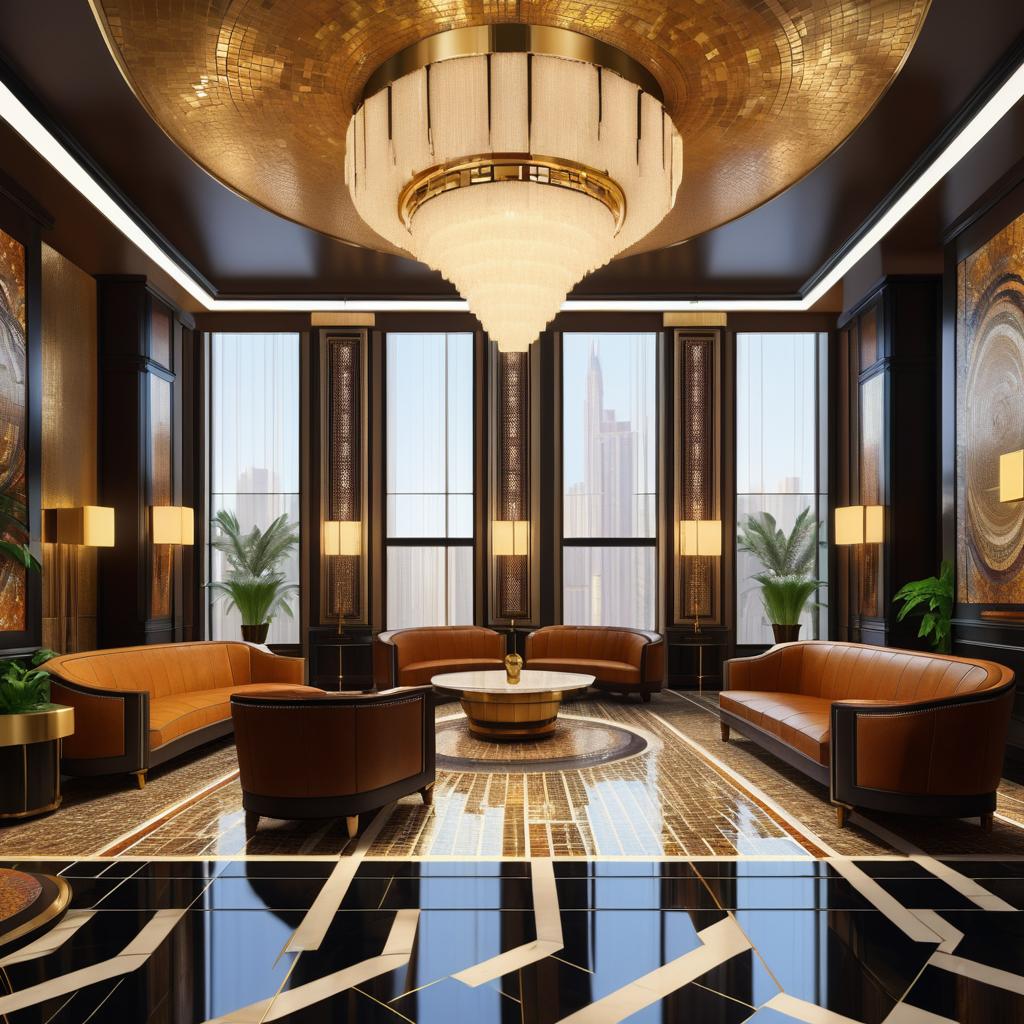 Luxurious Art Deco Hotel Reception Scene