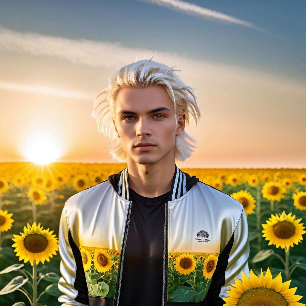 Stunning Russian Fashion in Sunflower Field