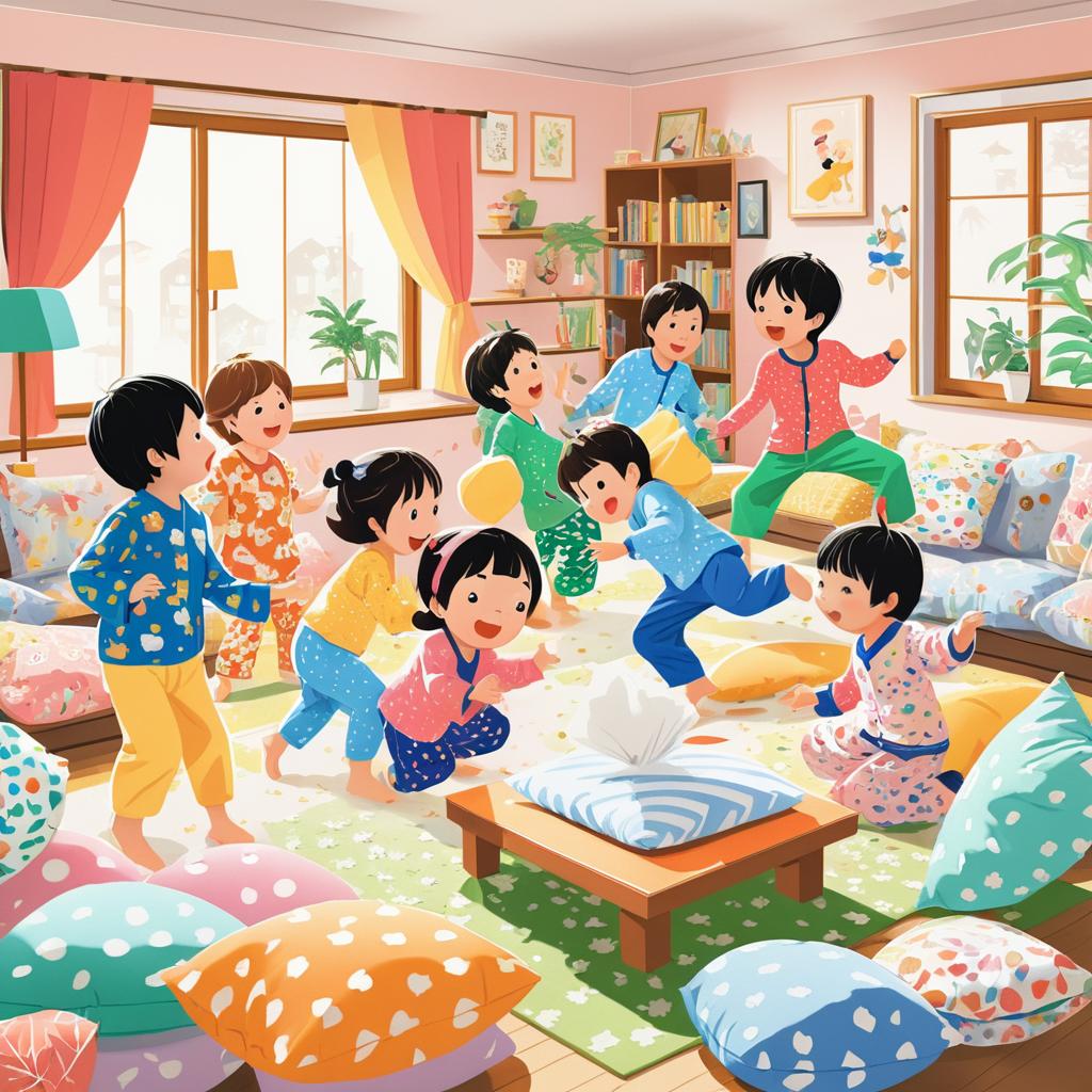 Playful Kids Having Fun in Pajamas