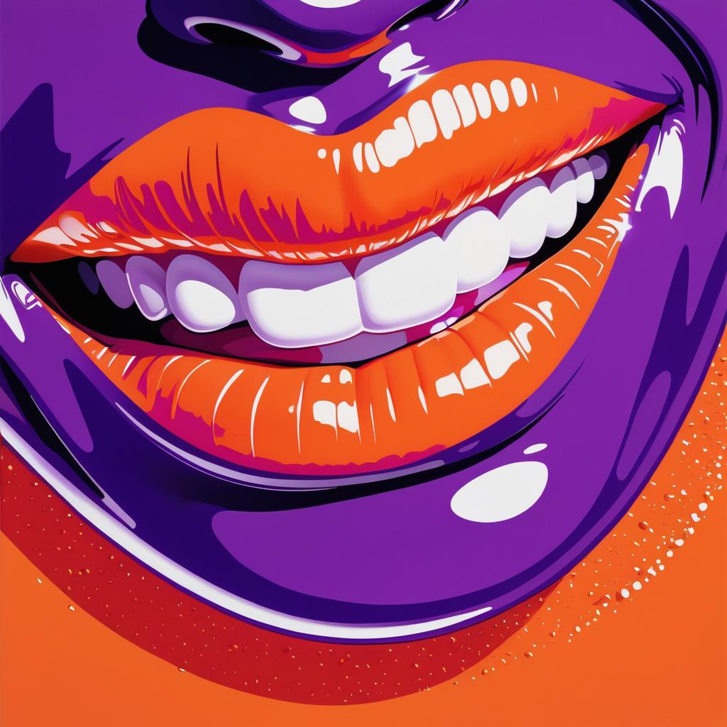 Vibrant Pop Art with Glossy Purple Lips