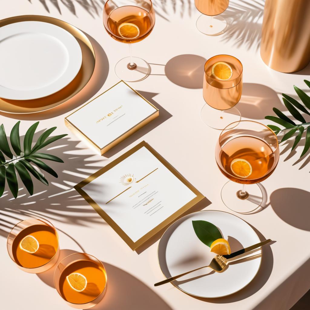 Elegant Modern Tablescape Flat Lay Mockup