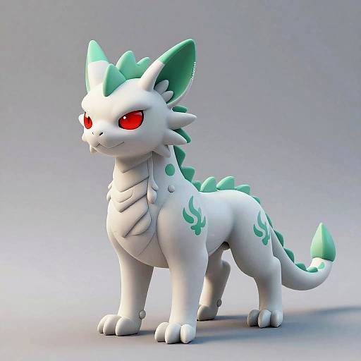 White and Green Griffon Toy with Red Eyes