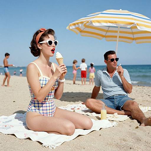 Vintage Summer Beach Scene