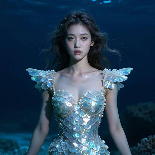 Surreal Bioluminescent Aquatic Siren