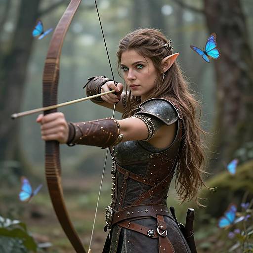 Elegant Elf Archer in Forest