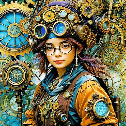 Whimsical Steampunk Inventor Portrait