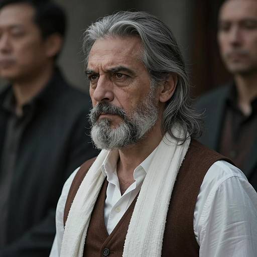 Intense Portrait of a Gray-Haired Man