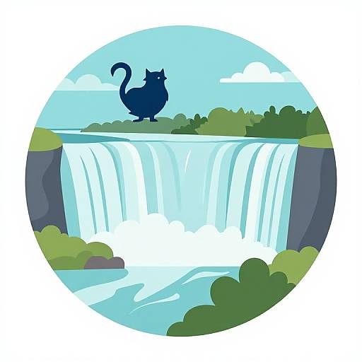 Cat silhouette at Niagara Falls illustration
