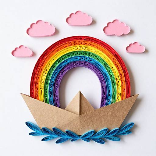 Vibrant Rainbow Paper Quilling Art