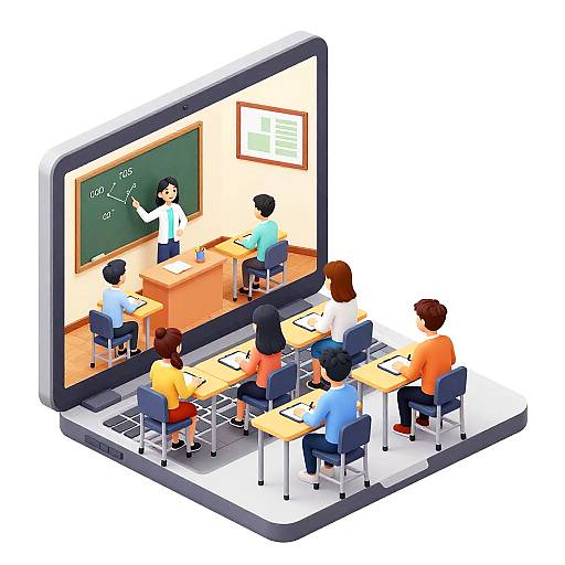 Isometric Virtual Classroom Illustration