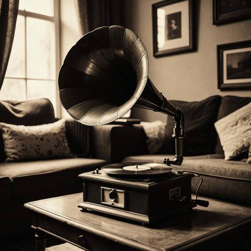 Cozy Vintage Phonograph in Sepia Room
