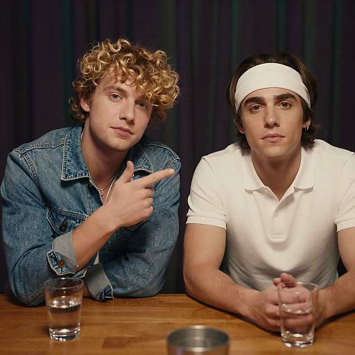 Candid Photograph of Two Men at Table