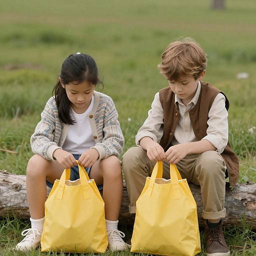 Children Concentrating on Outdoor Adventure
