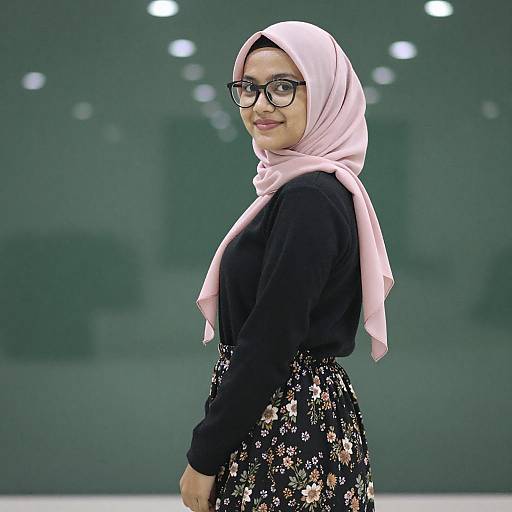 Young Woman in Pink Hijab Smiling