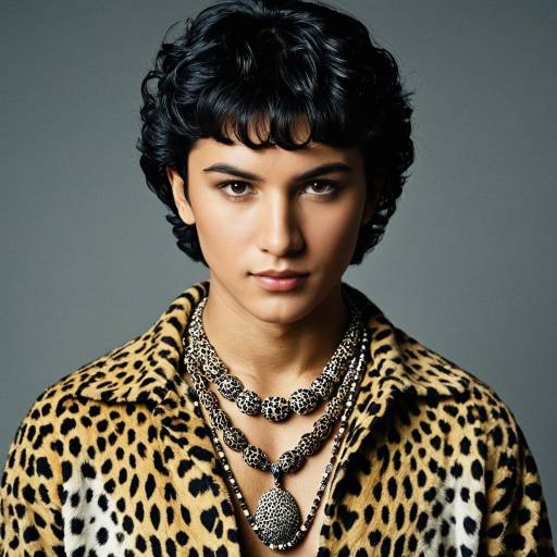 Young Man in Cheetah Print Outfit with Jewelry